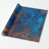 Ink Liquid Paint Blue Bronze Copper Purple Gold Wrapping Paper (Unrolled)