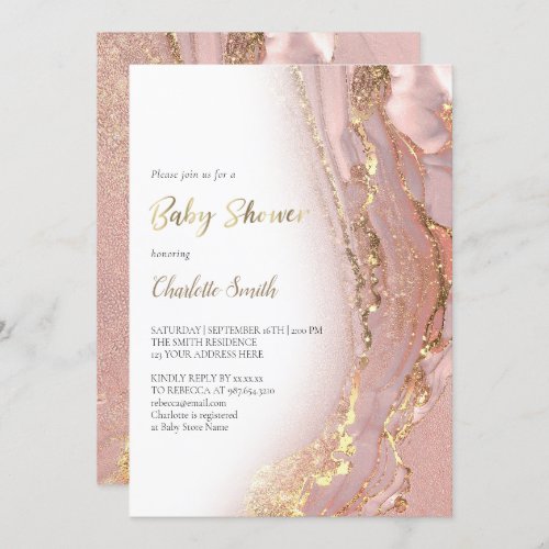 ink marble  Baby Shower Invitation