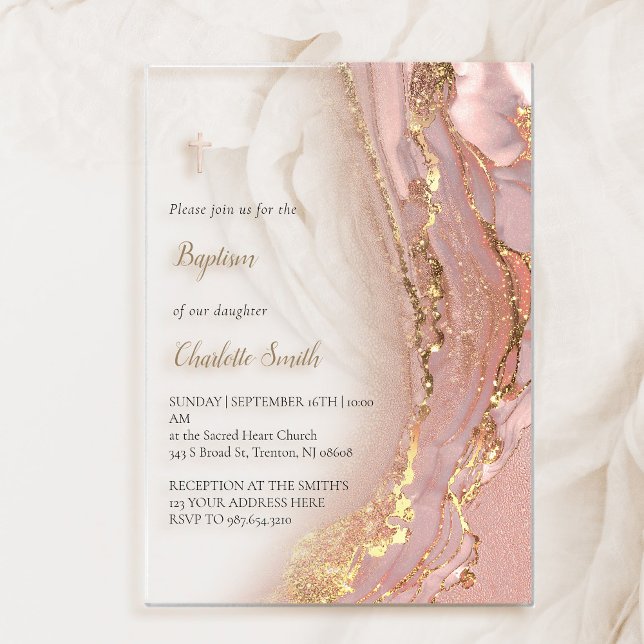 ink marble | Baptism Acrylic Invitations (Creator Uploaded)