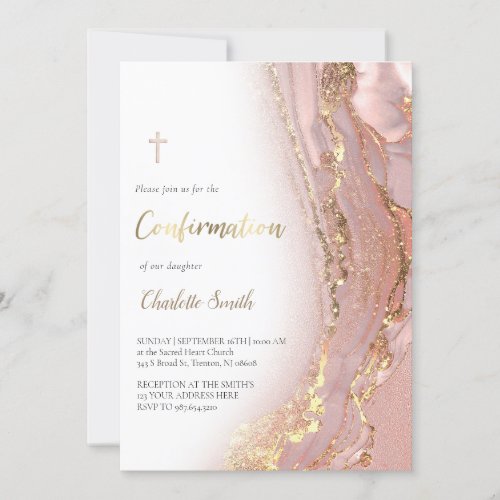 ink marble  Confirmation girl  Invitation