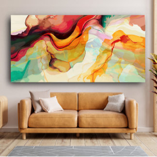 Ink marble flowing colorful shapes abstract art canvas print