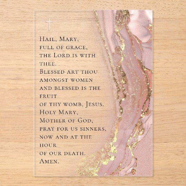 ink marble Hail Mary prayer Acrylic Invitations (Front)