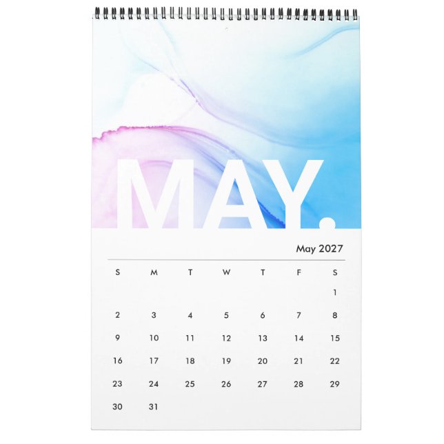 Ink Marble Texture Modern Monthly Calendar (May 2027)
