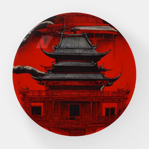 Ink Mastery Black and Red Tint Chinese Inspired  Paperweight