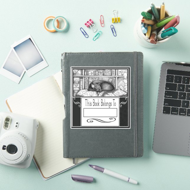 INK Mistress Lenore the Library Cat Bookplate Sticker (iPad Cover)