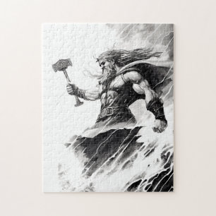 Ink of northern mythology god thor jigsaw puzzle