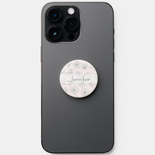  Ink on White Cherry Blossoms Over Pale Pink PopSocket