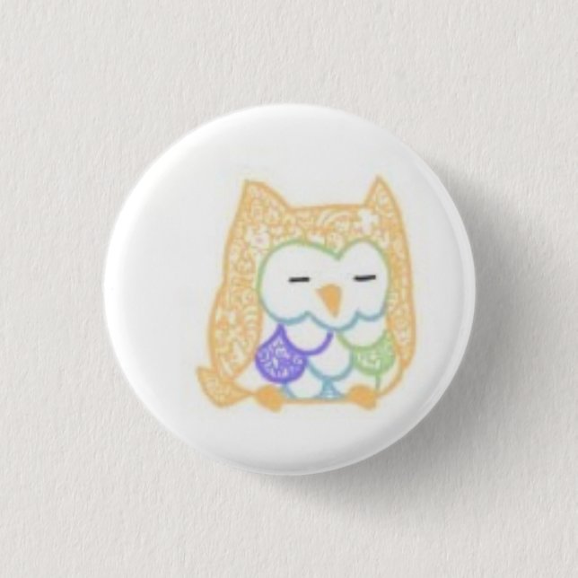 Ink: Owl (Color) Pinback Button (Front)