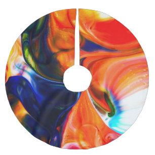 Ink Paint Explode: Colorful Abstract Brushed Polyester Tree Skirt