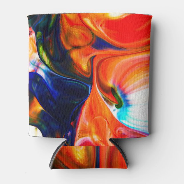 Ink Paint Explode: Colorful Abstract Can Cooler (Front)