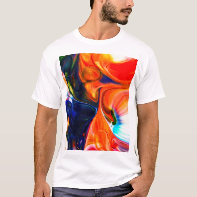 Ink Paint Explode: Colorful Abstract T-Shirt (Front)