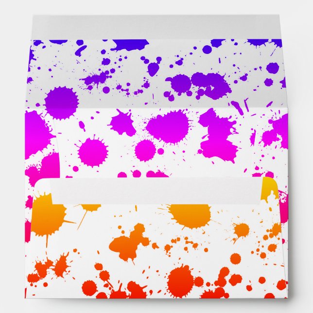 Ink Paint Splash Splatter Colorful Bright Rainbow Envelope (Back (Bottom))