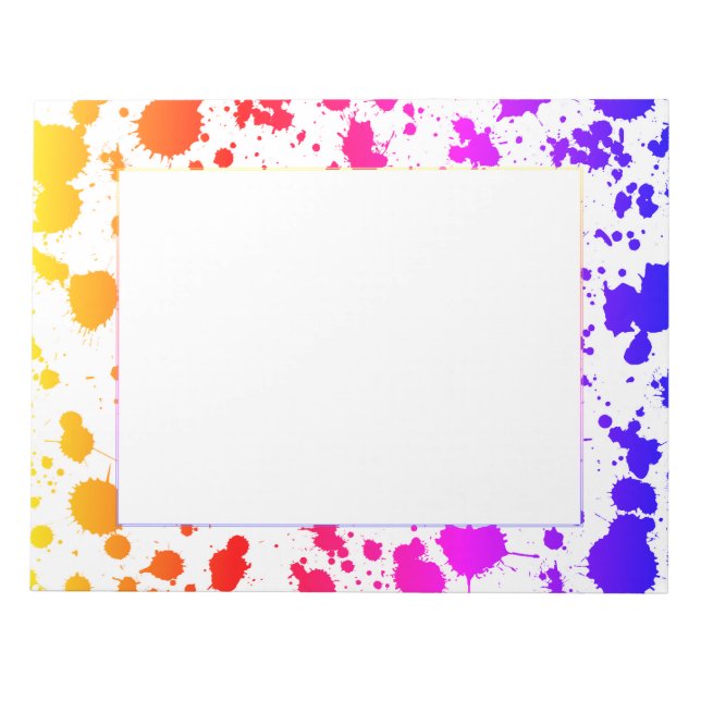 Ink Paint Splash Splatter Colorful Bright Rainbow Notepad (Front)
