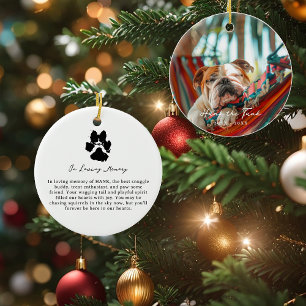 Ink Paw Print   Custom Pet Memorial Photo Ceramic Ornament