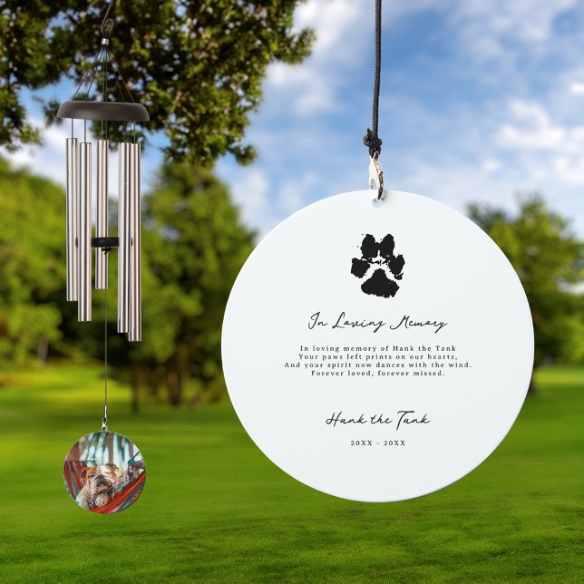 Ink Paw Print | Custom Pet Memorial Photo Wind Chime (Creator Uploaded)