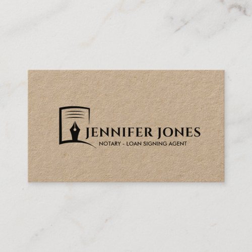 Ink Pen and Paper Notary Professional  Business Card