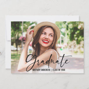 Ink Pen Calligraphy Script Photo Graduation Announcement
