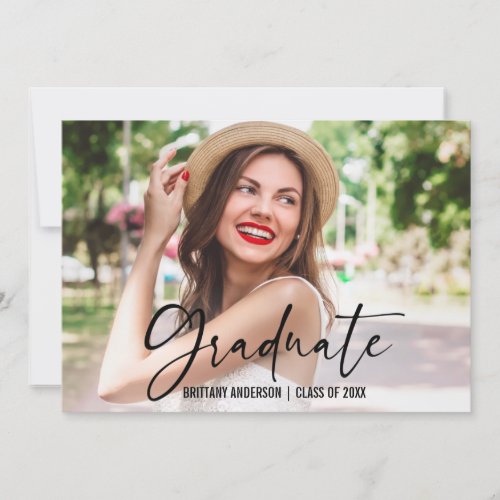 Ink Pen Calligraphy Script Photo Graduation Announcement