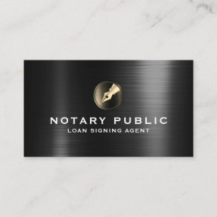 Ink pen logo metallic notary  business card