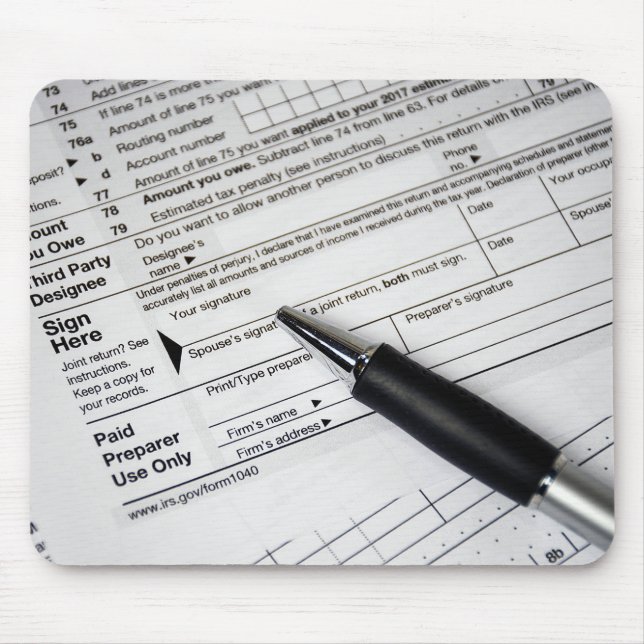 ink pen on IRS tax form Mouse Pad (Front)