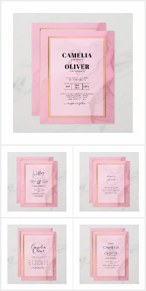 INK Pink Blush Gold Wedding Set
