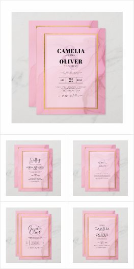 INK Pink Blush Gold Wedding Set