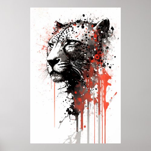 Ink Portrait of A Leopard Poster