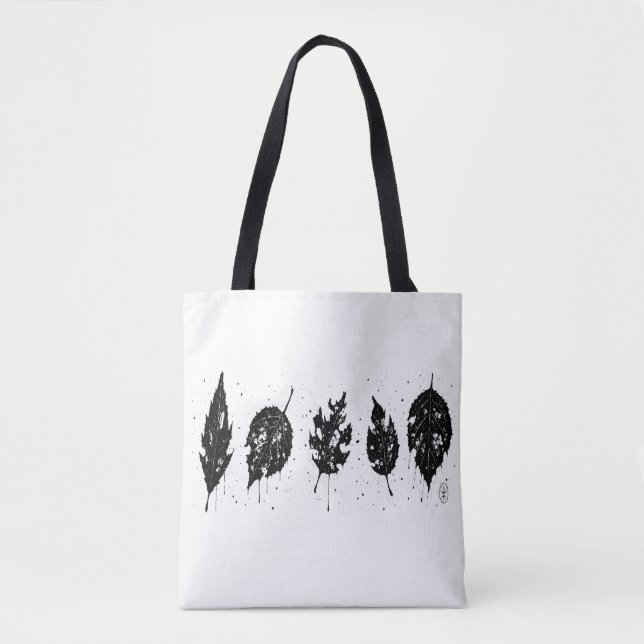 Ink‑Pressed Dead Leaves Tote Bag (Front)