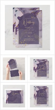 INK Purple Gold Wedding Set