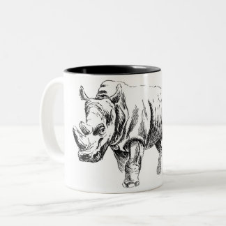 Ink rhinoceros Two-Tone coffee mug