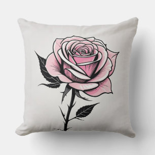 Ink Rose Throw Pillow