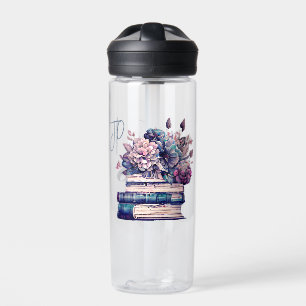 Ink Runs Deep Quote Book Lovers Monogrammed Water Bottle