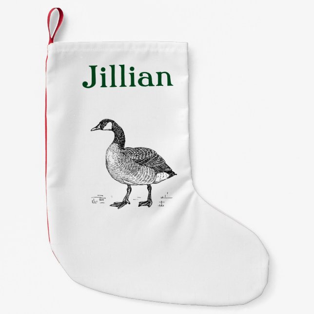Ink Sketch Goose Design Small Christmas Stocking (Front)