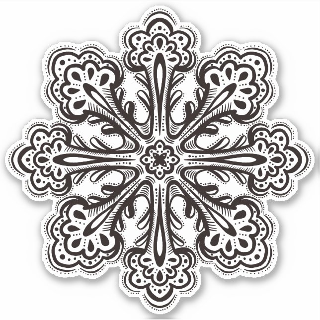 Ink Snowflake Decorative Winter Tattoo Art Sticker (Front)
