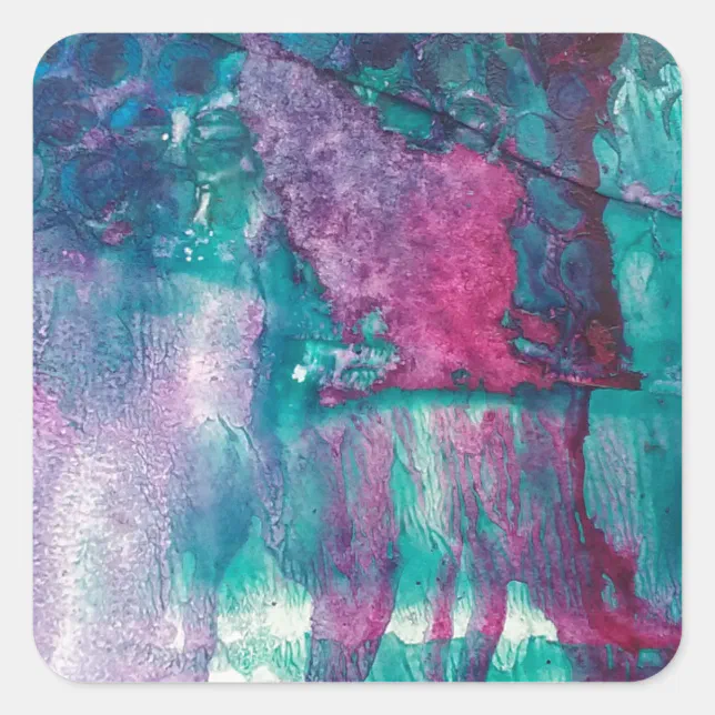 Ink Spilled Abstract Square Sticker | Zazzle