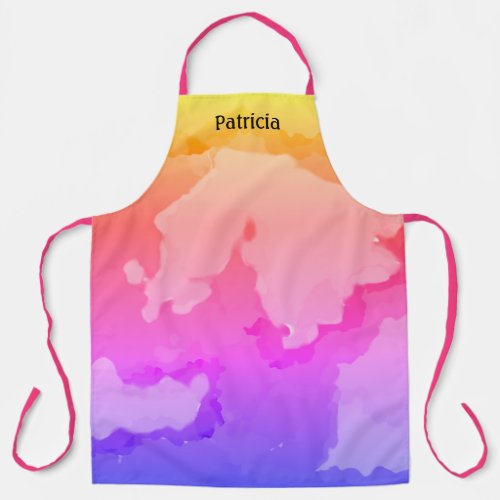 Ink Splash Abstract Painting Pink Name Cool Apron