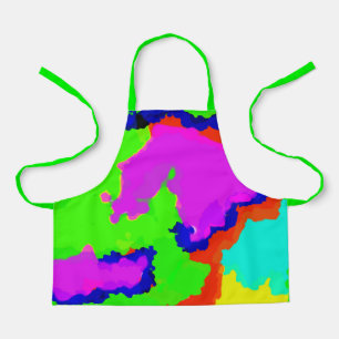 Ink Splash Colorful Abstract Painting Neon Green Apron