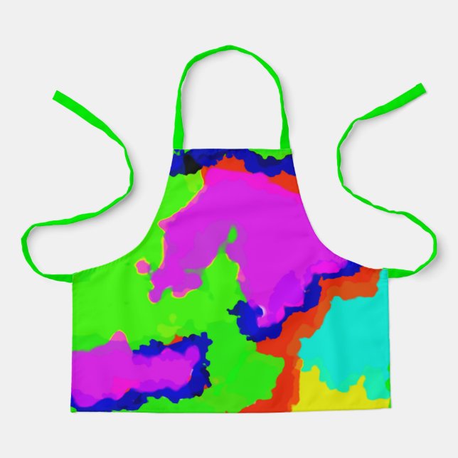 Ink Splash Colorful Abstract Painting Neon Green Apron (Front)