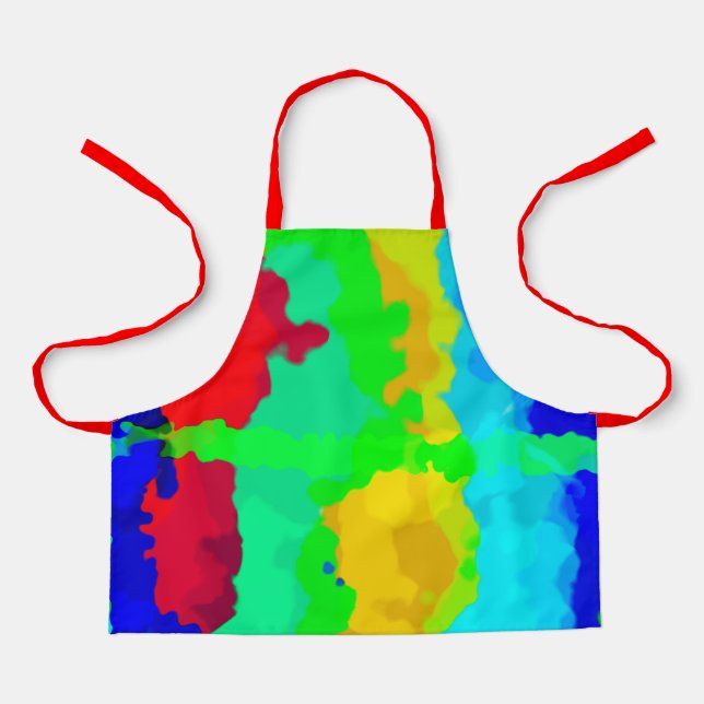 Ink Splash Colorful Bright Abstract Red Green Cool Apron (Front)