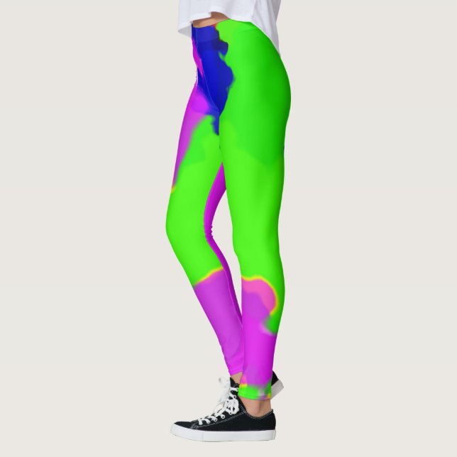 Ink Splash Painting Watercolor Multicolor Colorful Leggings (Left)