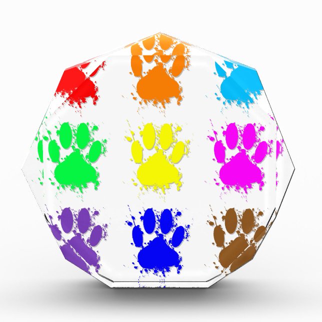 Ink Splatter Dog Paw Pattern Acrylic Award (Front)