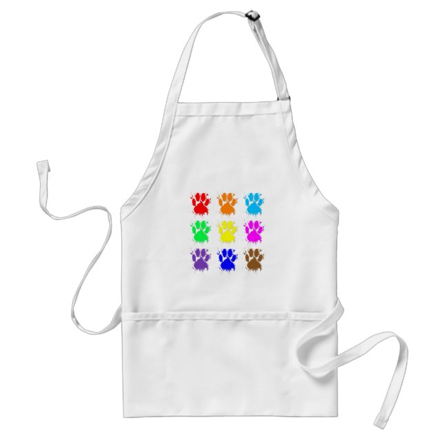 Ink Splatter Dog Paw Pattern Adult Apron (Front)