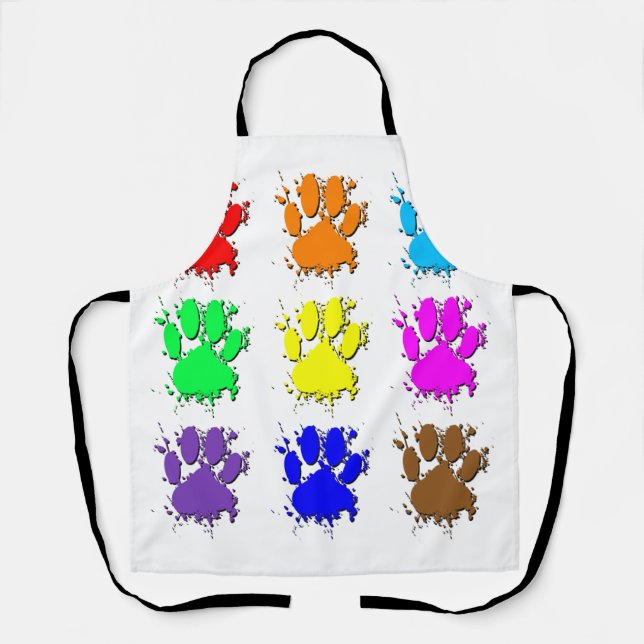 Ink Splatter Dog Paw Pattern Apron (Front)