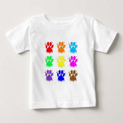 Ink Splatter Dog Paw Pattern Baby T_Shirt