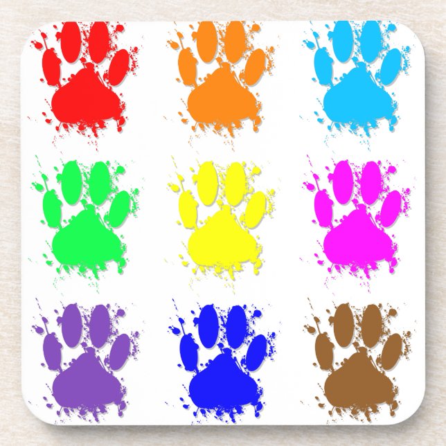 Ink Splatter Dog Paw Pattern Beverage Coaster (Front)