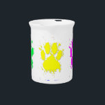 Ink Splatter Dog Paw Pattern Beverage Pitcher<br><div class="desc">A colorful pattern of dog paw prints with ink splatter effect.</div>