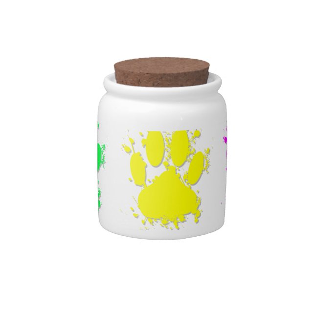 Ink Splatter Dog Paw Pattern Candy Jar (Front)