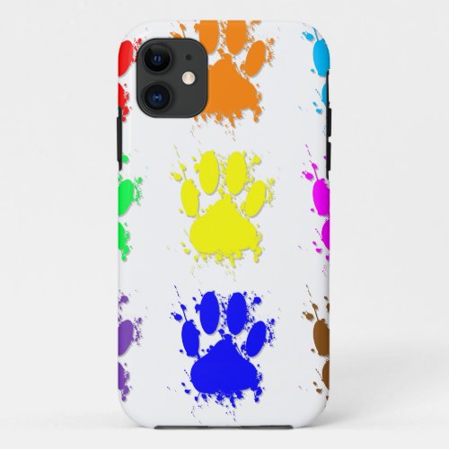 Ink Splatter Dog Paw Pattern iPhone 11 Case