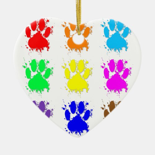 Ink Splatter Dog Paw Pattern Ceramic Ornament