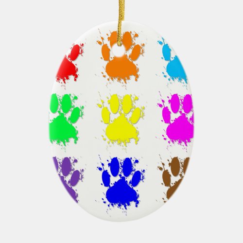 Ink Splatter Dog Paw Pattern Ceramic Ornament